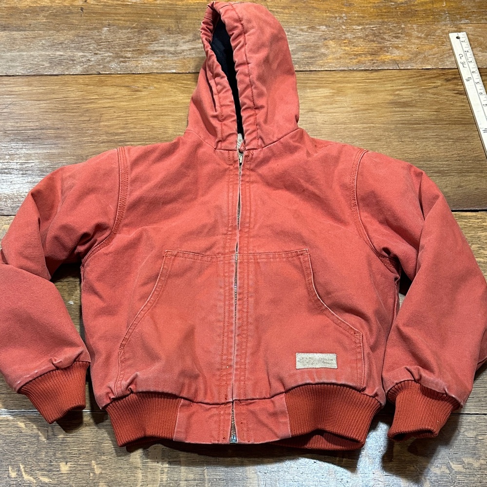 Farm & Field youth Sz 10-12 barn coat orange‎ farm worn